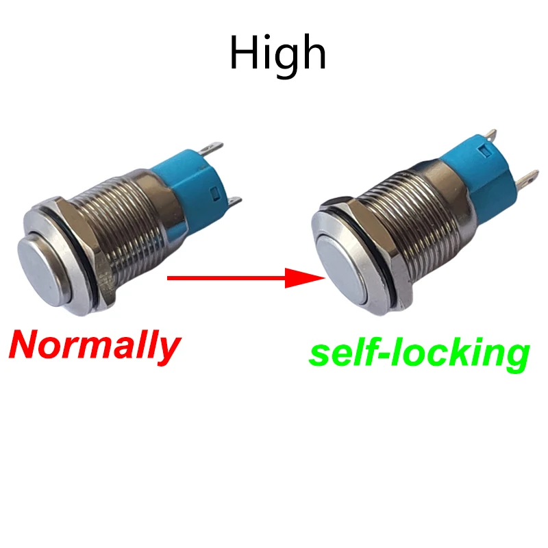 1 قطعة 12 مللي متر 2Pin زر معدني التبديل الإغلاق الثابت لا ضوء مقاوم للماء زر ضغط معدني الذاتي قفل لوحة سيارة عالية شقة رئيس