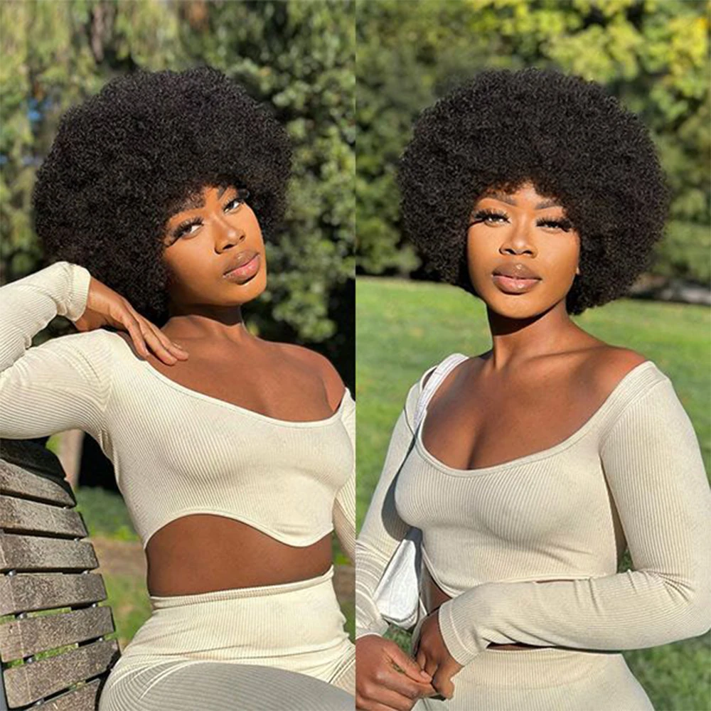 

Natural Afro Pixie Cut Wig Brazilian Human Hair 13x2 Lace Front Wigs Kinky Curly Short Bob Wig Pre Plucked 12A Peruvian Hair