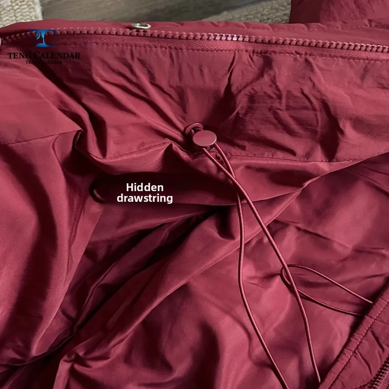 الشتاء النسخة الكورية سترة فضفاضة أسفل، النبيذ الأحمر الصغيرة للأطفال قصيرة مقنعين سميكة الدافئة الخصر التخسيس سترة،