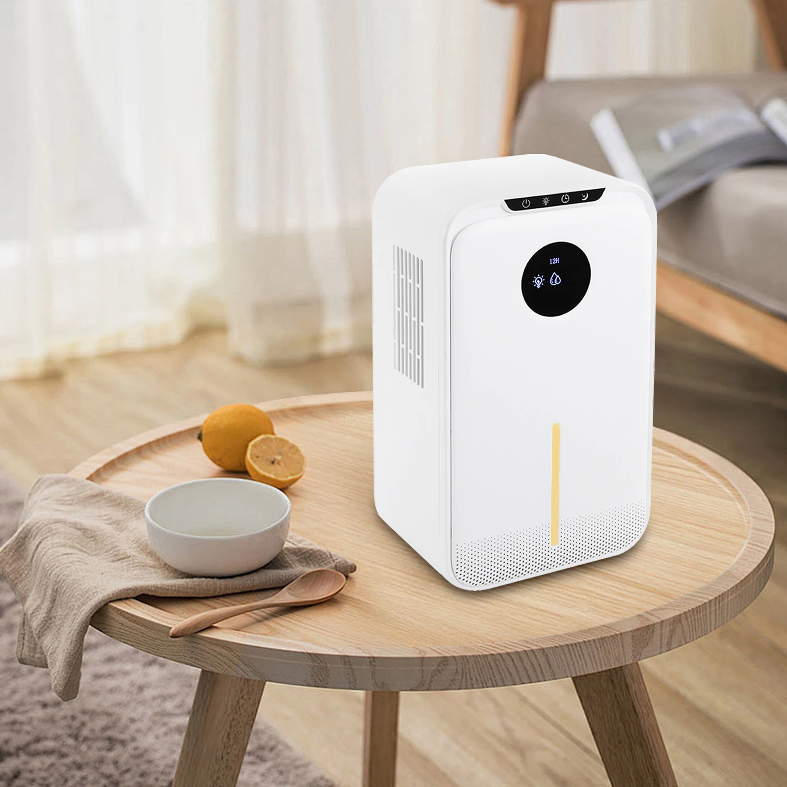 Déshumidificateur électrique 40 W, déshumidificateur à semi-conducteur modèle solide monocœur 2,5 L avec lumière 7 couleurs pour chambres à coucher, salles de bains