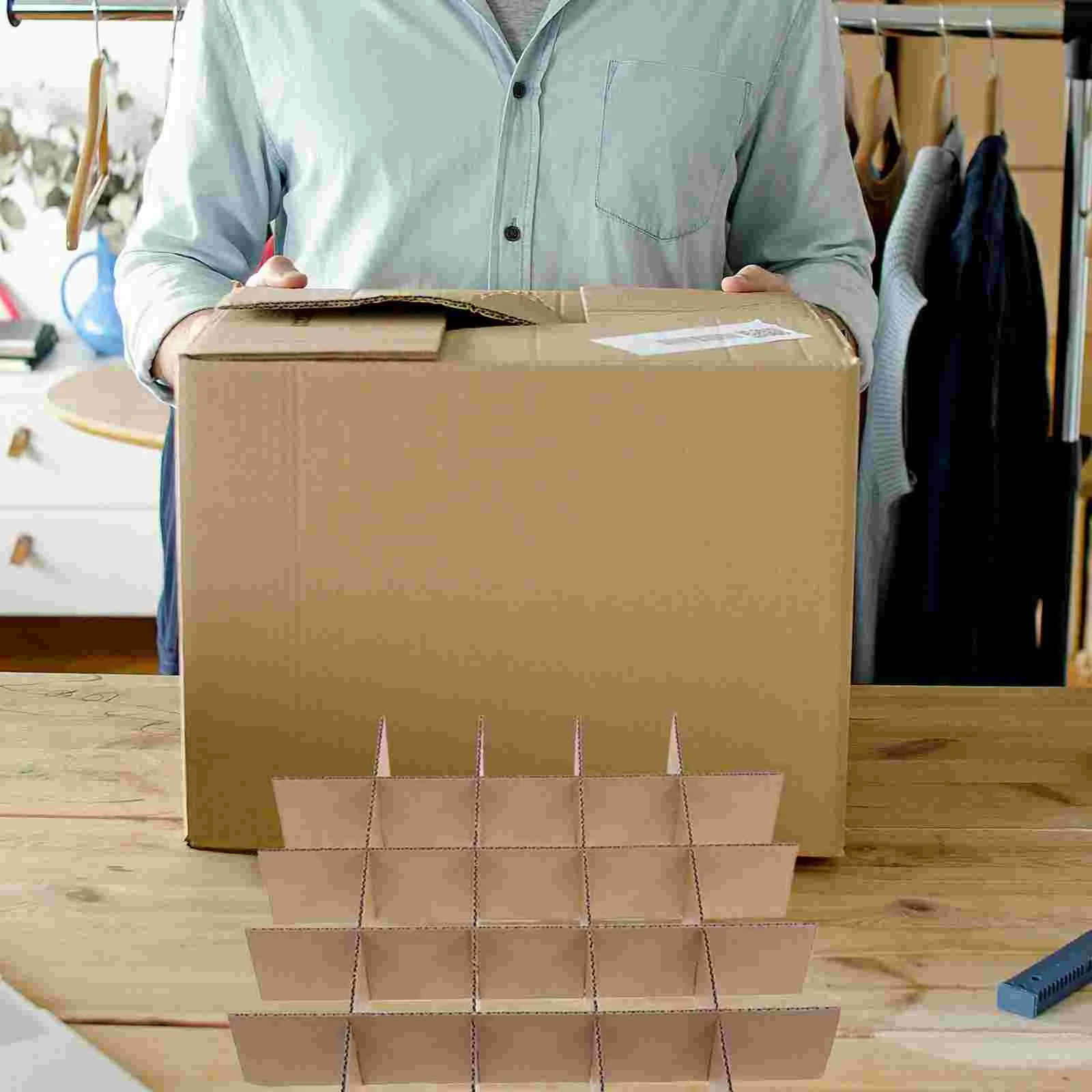 8 Pcs Shipping Carton Dividers Glass Moving Boxes Medium Packing Cardboard Socks Organizer for Drawer Partition Kit Glassware