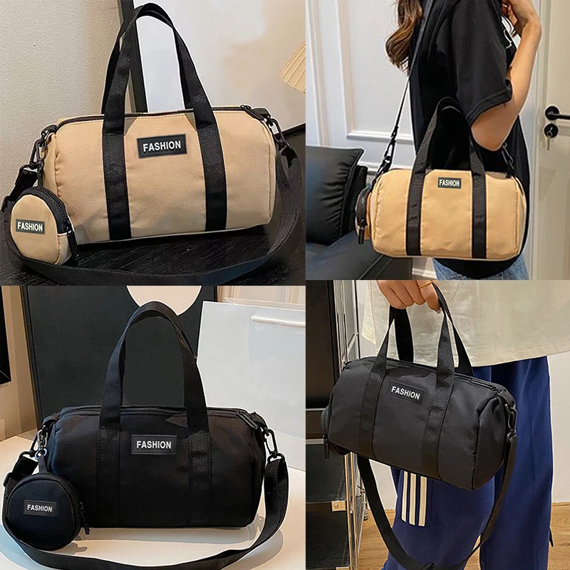 A single-shoulder crossbody handbag or shoulder bag suitable for travel and shopping, made of nylon fabric.