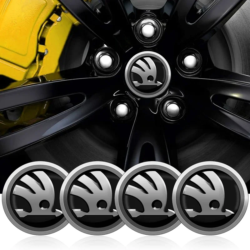 

4PCS 56mm Car Badge Wheel Center Cover Stickers Hub Caps Decal For Skoda Octavia Kodiaq Fabia Rapid Superb A5 A7 2 Kamiq Karoq