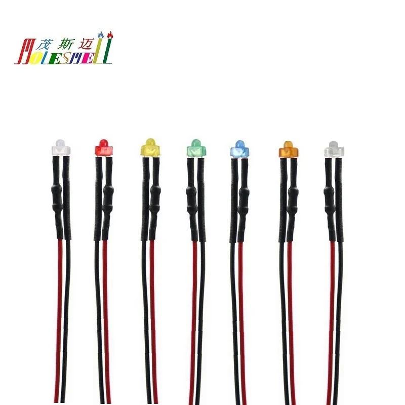 10szt 1.8mm 9V 12V DC Water Clear/Diffused LED Light Set Pre-Wired Red Yellow Blue Green White Orange Purple Pink Warm White