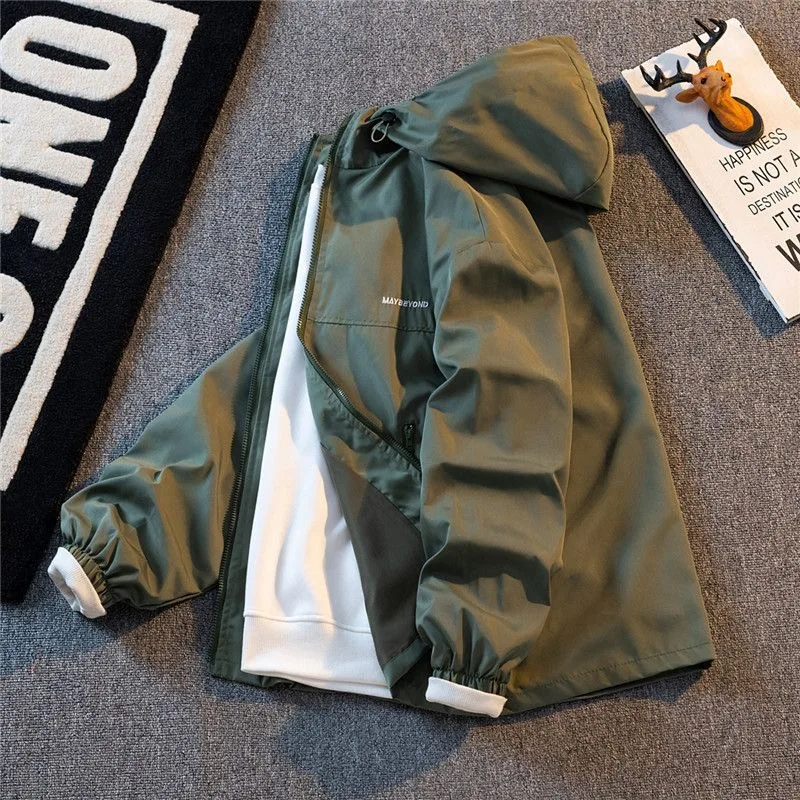 Autumn and Spring New Fashion Trend Windproof Hooded Workwear Jacket Men's Casual Loose Sports Plus Size High Quality Outerwear