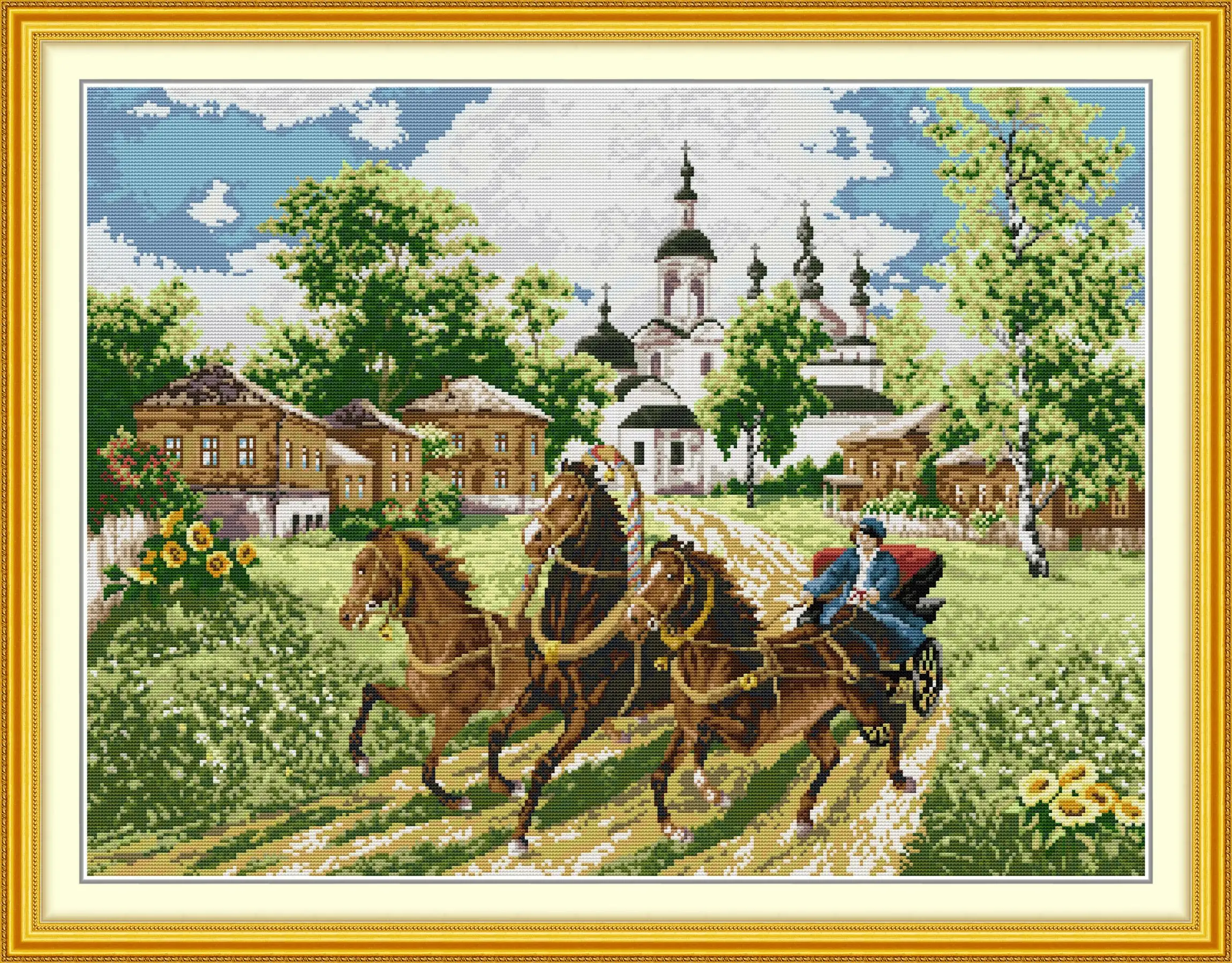 

Набор для вышивки крестом Joy Sunday с предварительной печатью, легкий узор, набор для вышивки из штампованной ткани Аиды, гостопительная лошадь