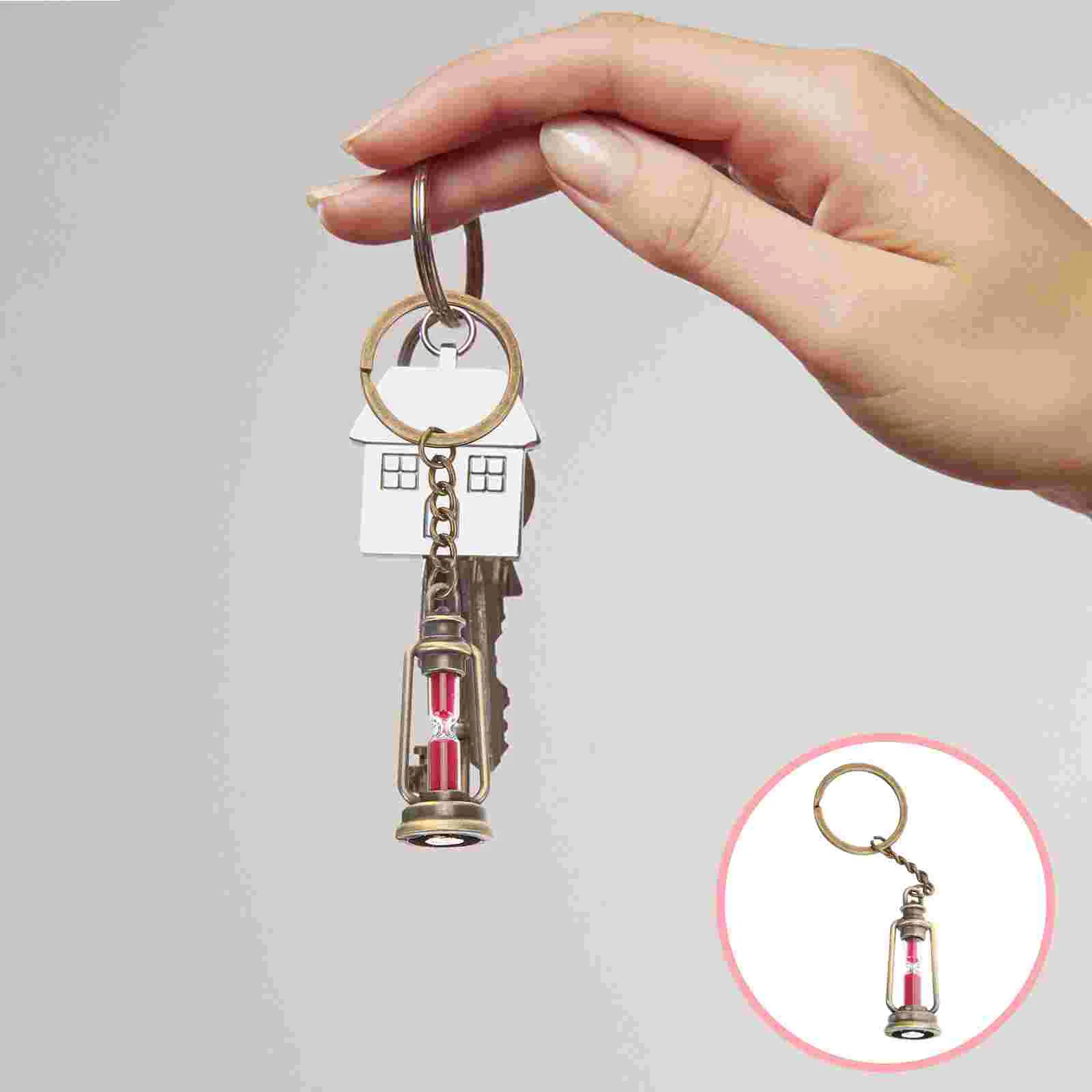 5 Pcs Hourglass Keychain Sand Timer Chains Men for Car Keys Rings Keyring Accessories Miss