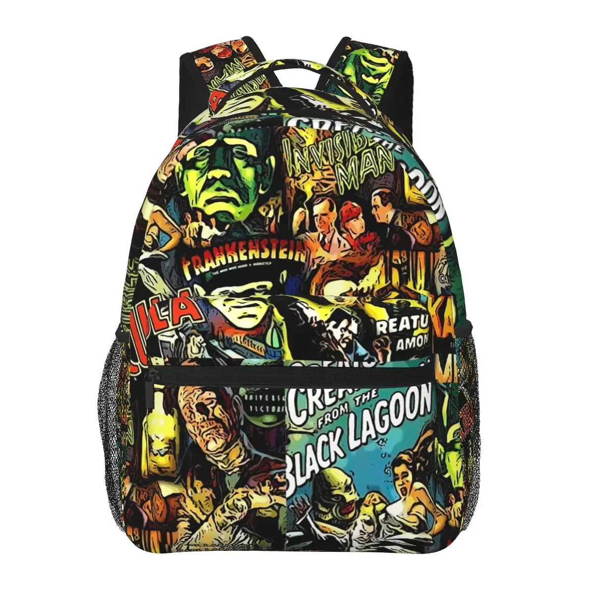 Horror Cult Universal Monsters Movies Face Mask Backpacks Boys Girls Bookbag School Bags Rucksack Shoulder Bag Large Capacity