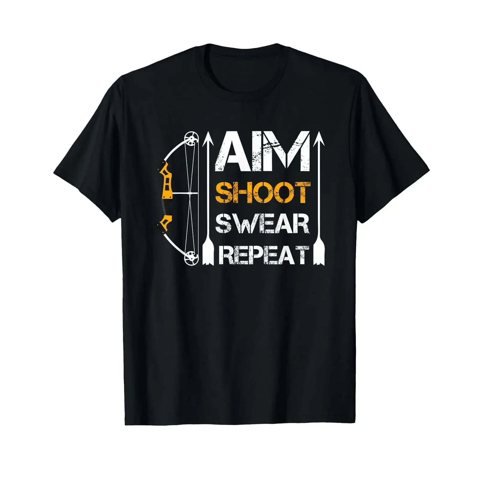 Aim Shoot Swear Repeat Archery Hobby T Shirt vintage Washed Casual Versatile Slightly fashion Unisex Comfortable graphic