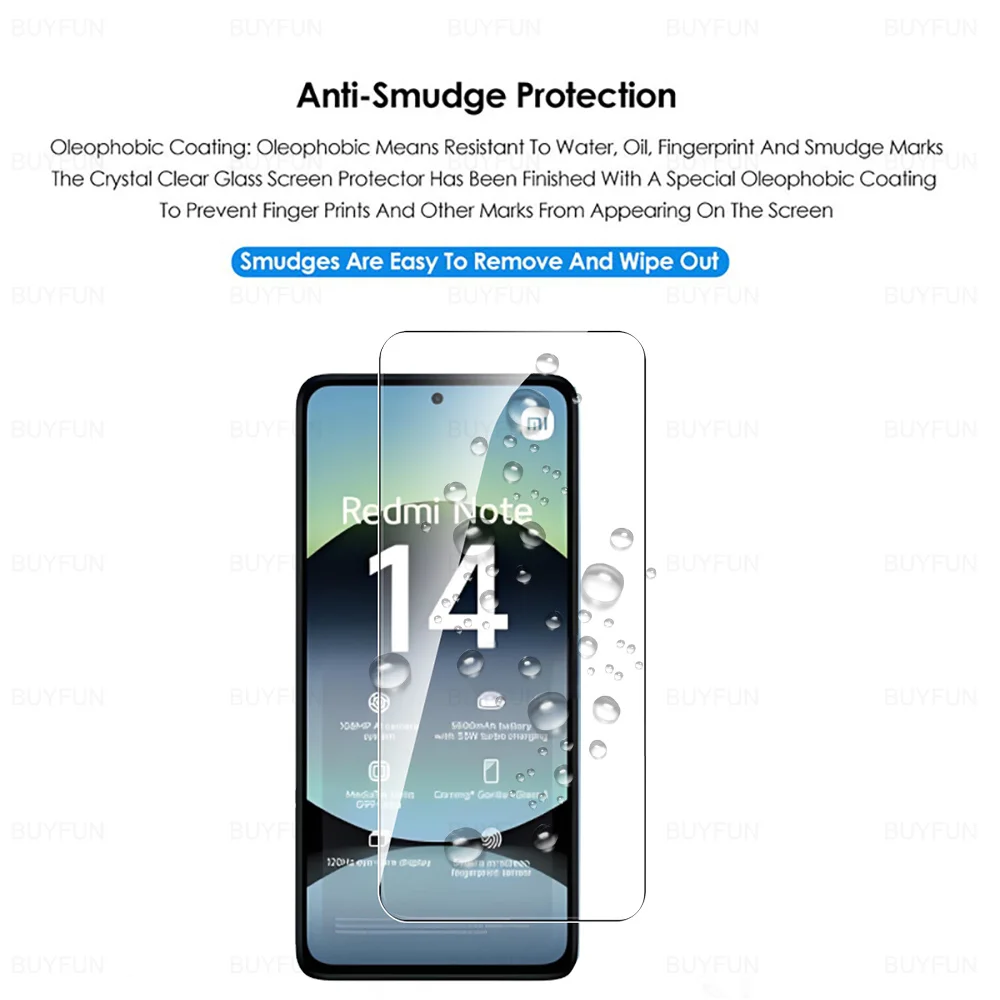 3Pcs กระจกนิรภัยป้องกันสําหรับ Xiaomi Redmi หมายเหตุ 14 Global RedmiNote14 4G Redmy Note14 5G คลุมทั้งหมดหน้าจอป้องกันฟิล์ม