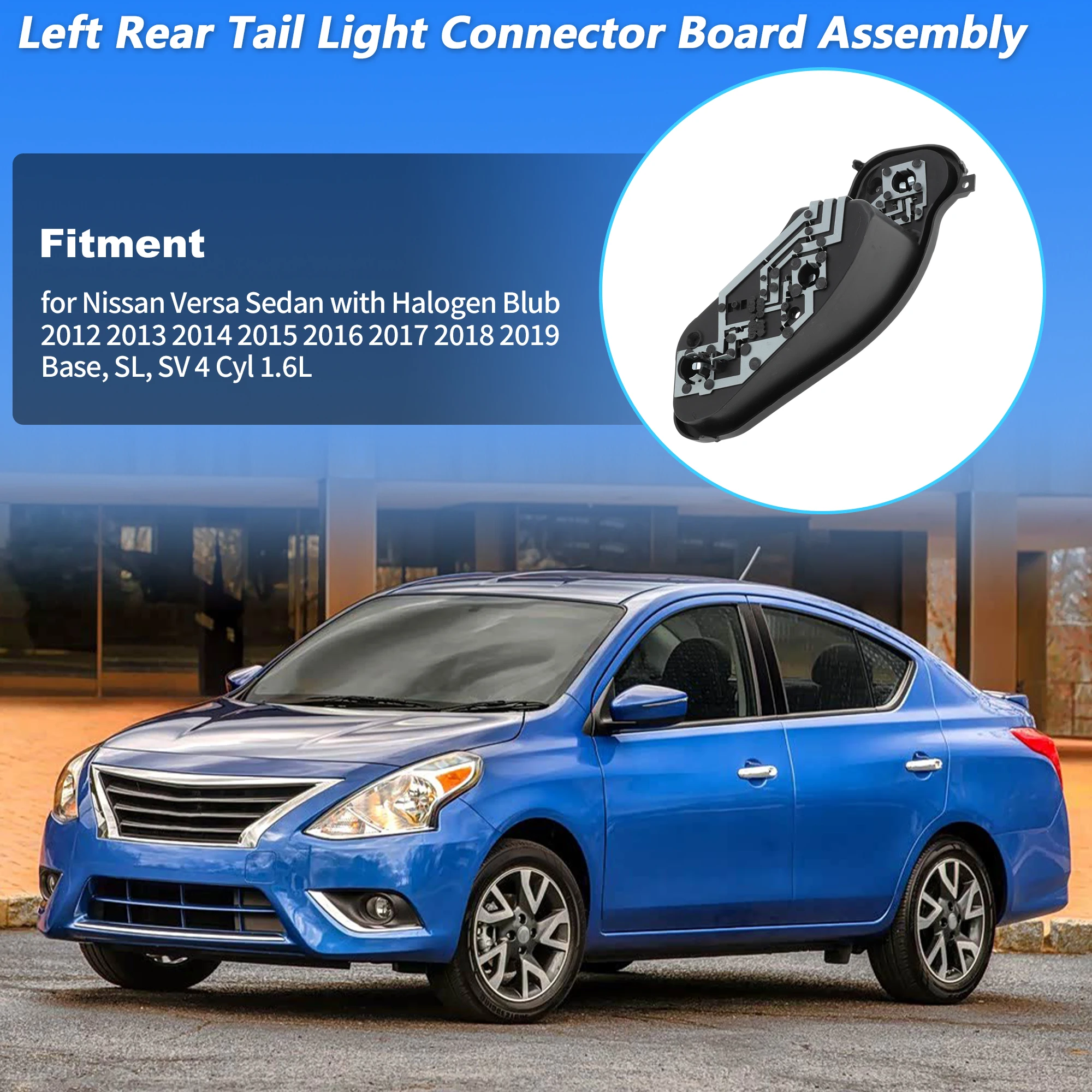 UXCELL Left Tail Light Socket Rear Taillight Connector Board Assembly for Nissan Versa Sedan