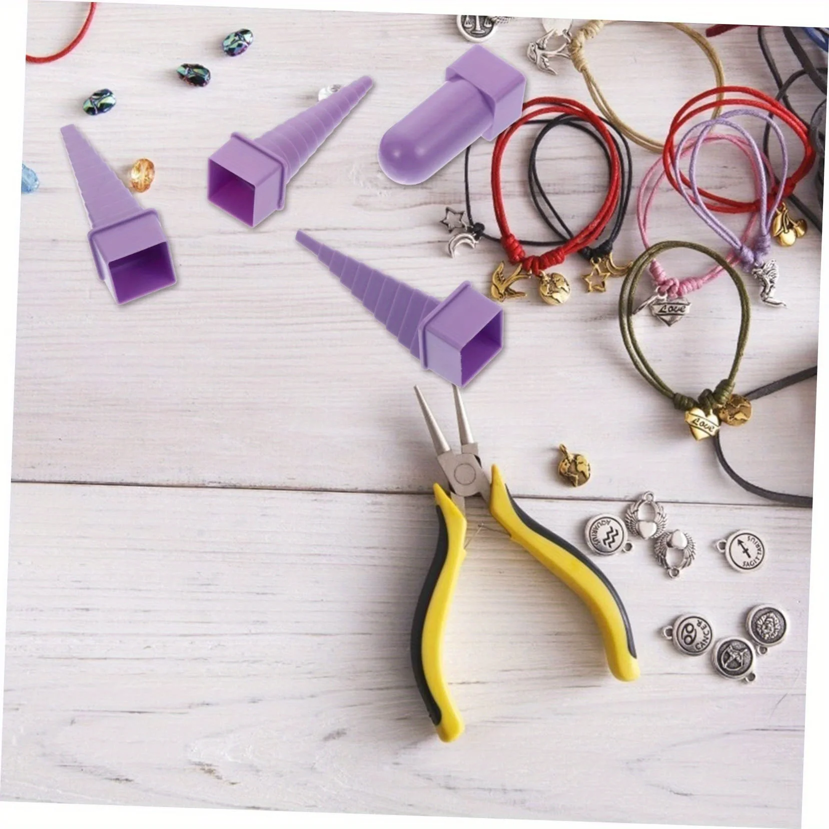 DIY Jewelry Wire Wrapping Craft Tools Kit Square Round Triangle Molds with Plastic Handles for Crafting Unique Jewelry Shapes