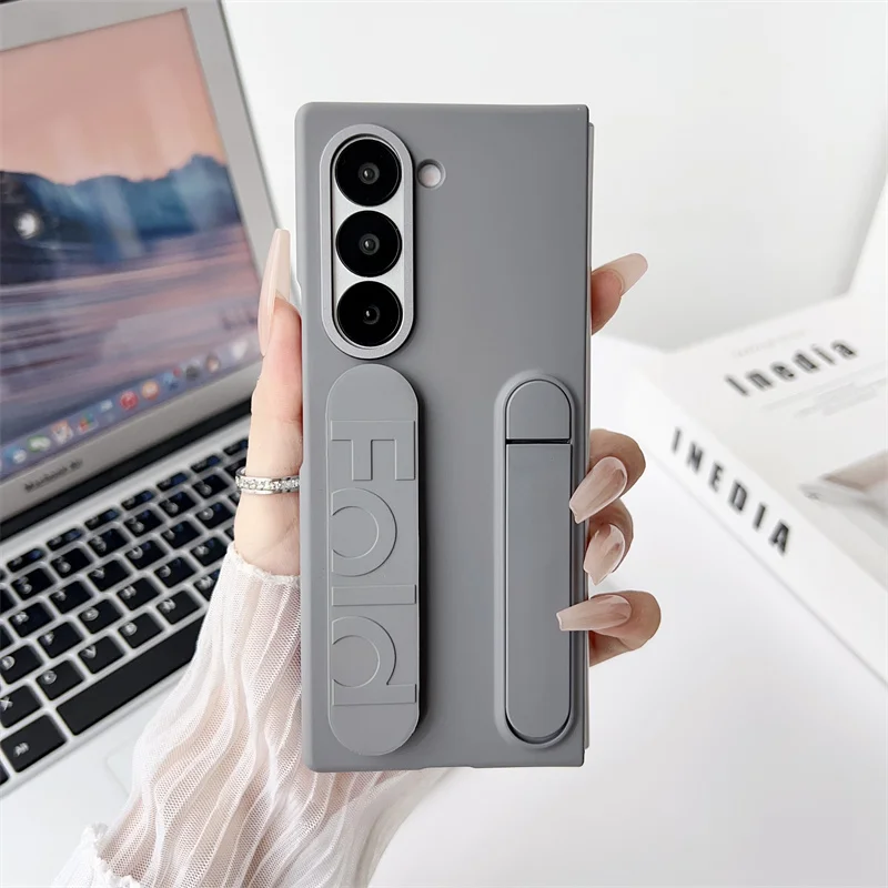 

Wristband Foldable Stand Cover for Samsung Galaxy Z Fold 6 4 5 3 Fold7 5G Case Front Glass Lens Protection PC Plastic Funda Capa