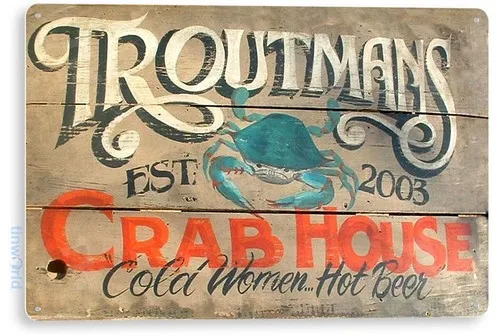 TIN SIGN Troutmans Crab House Décor Cottage Kitchen Store Farm Ranch Bar A657