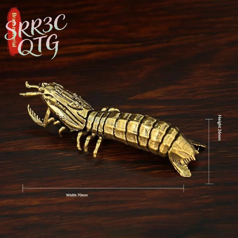 Brass Mantis Shrimp Figurine Desktop Ornament Marine Organism Lobster Small Statue Micro Landscape Decoration Crafts Accessories
