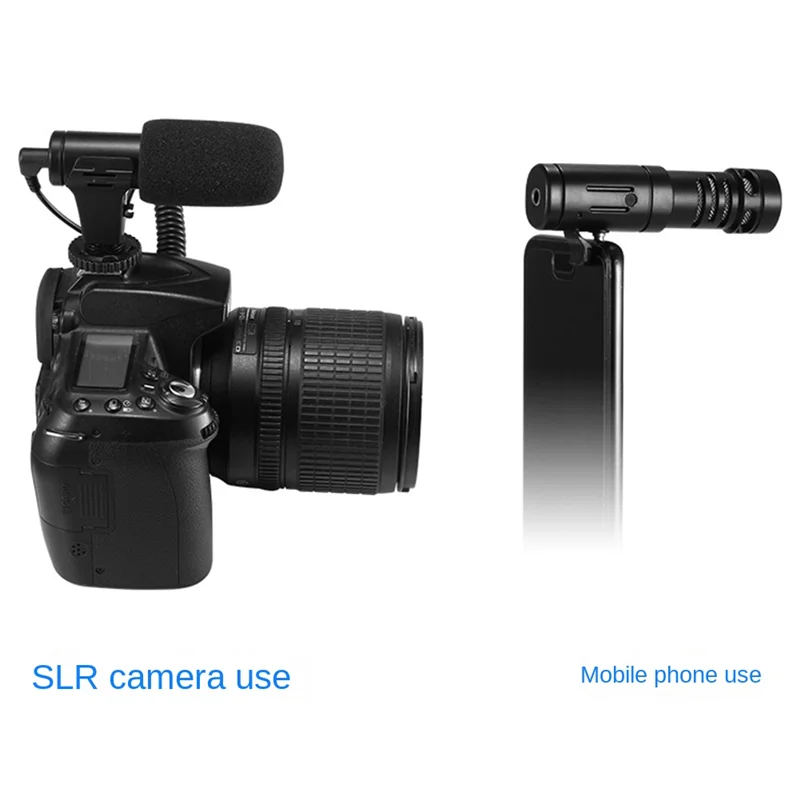 A52TVideo Microphone On-Camera Mini Condenser Record Interview Vlog Mic for Phone DSLR Camera 3.5mm Microphone