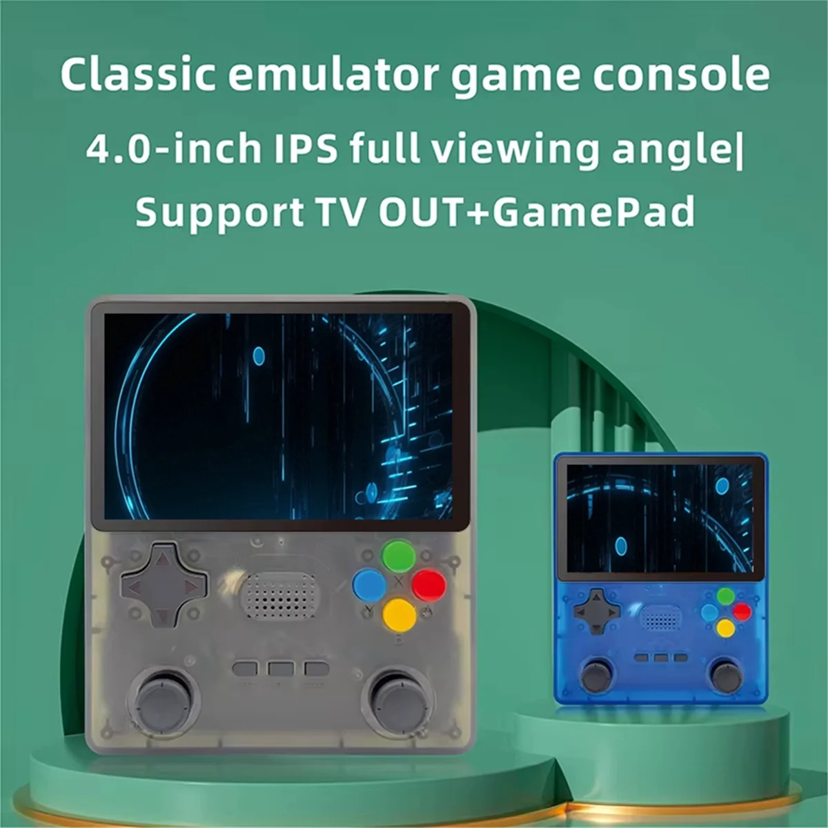 Neue R39S Retro Handheld Videospielkonsole Linux System 4 Zoll IPS Bildschirm Tragbare Tasche PSP Videospiele Player 64 GB Blau