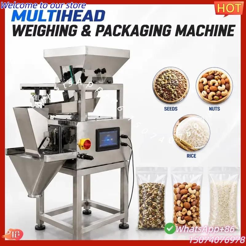 2026 Automatic Linear Weigher One Head Two Head Three Head Granule Seed Nut Weight Pack Machine