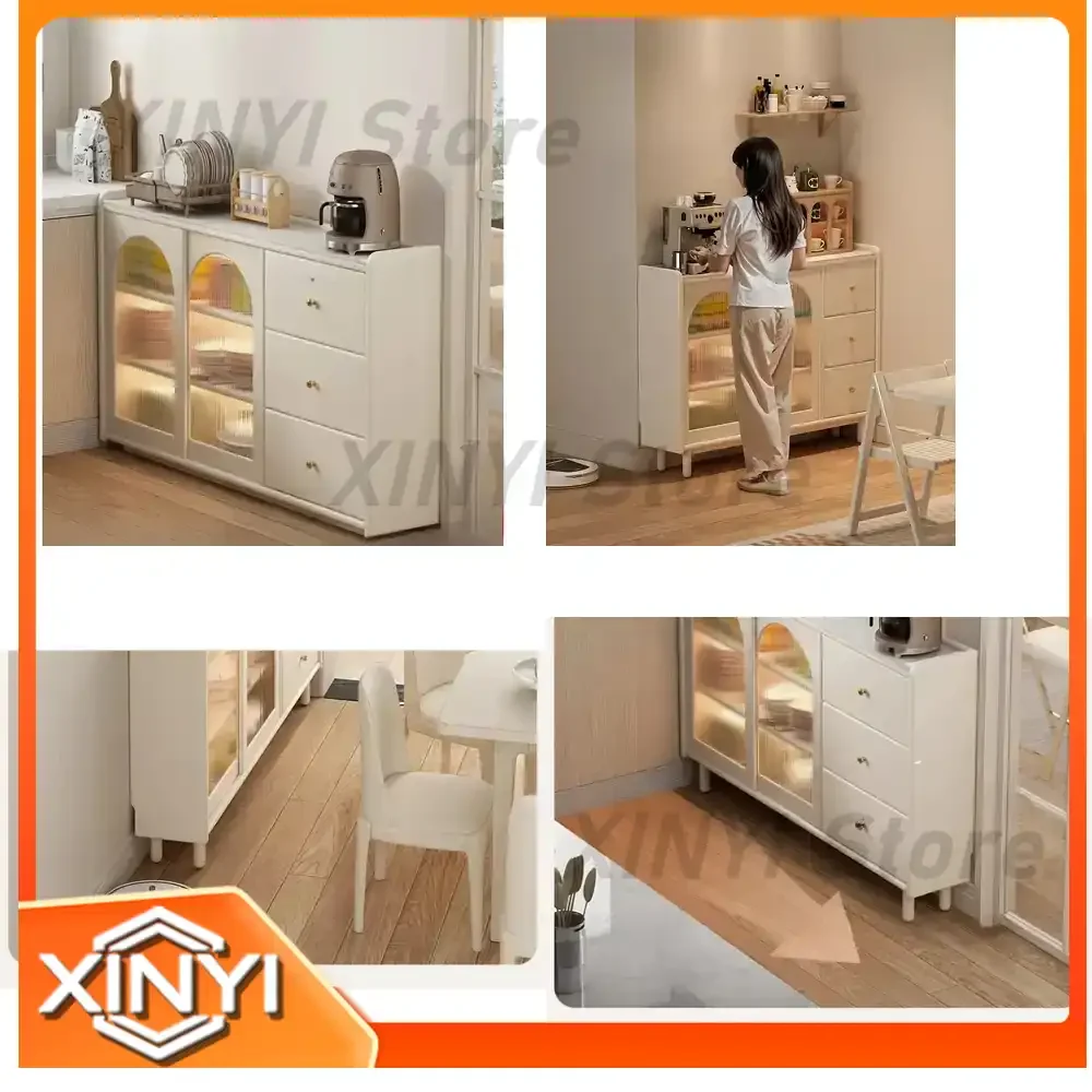 Cream Wind Small Apartment Dining Side Cabinet 30cm Ultra-Thin Kitchen Cabinet for Solid Wood Living Room Wall Storage Slate