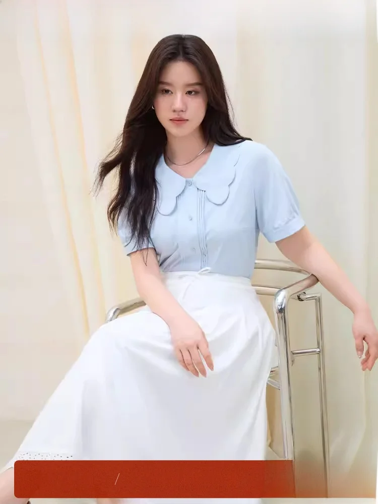 

Женская утягивающая блузка Ele Commuter Sweet Doll Collar больших размеров, модный летний топ, внутренняя одежда больших размеров