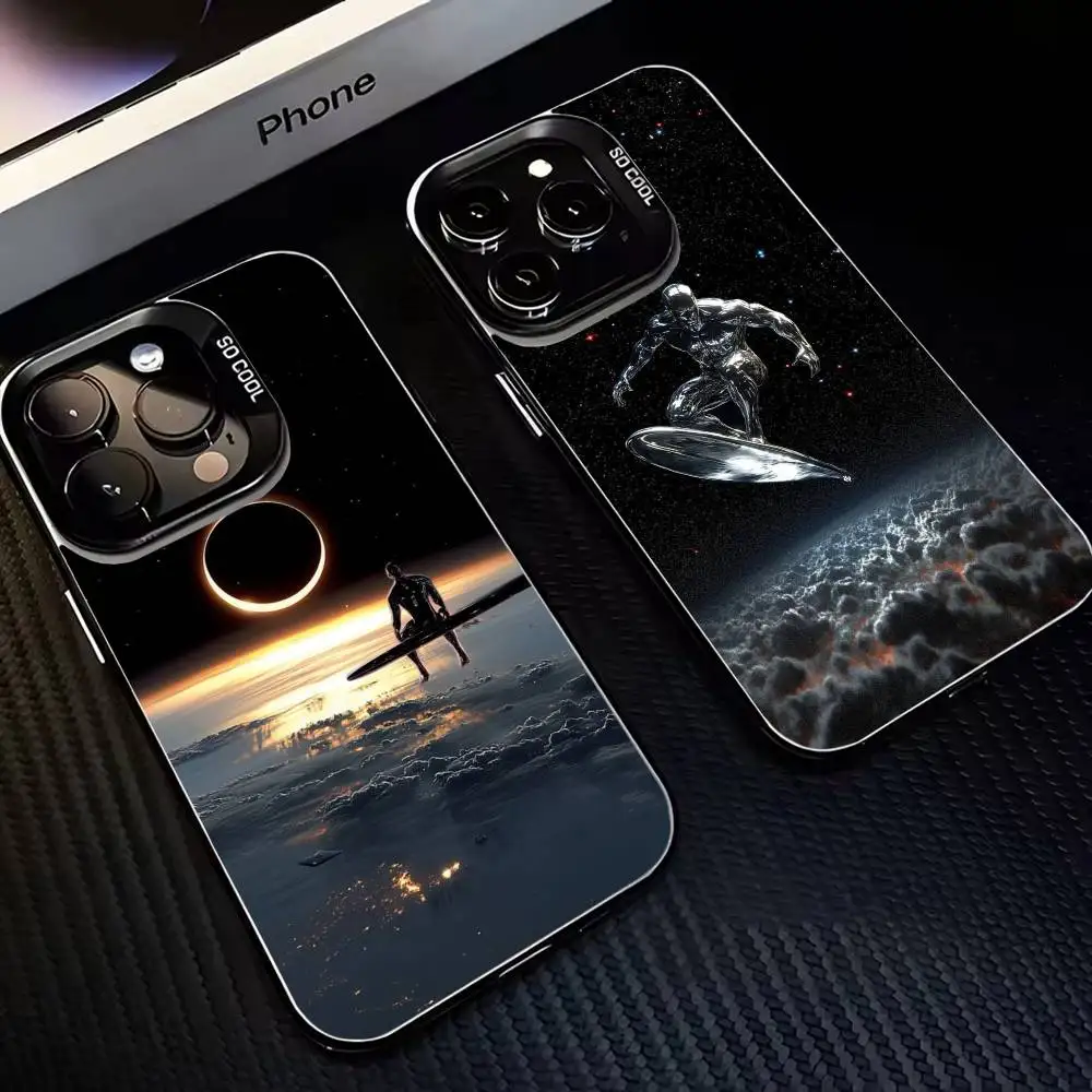 

s-Silver Surfer Phone Case For iPhone17,16,15,14,13,12,11 Plus,Pro Max Black Matte Shockproof Cover