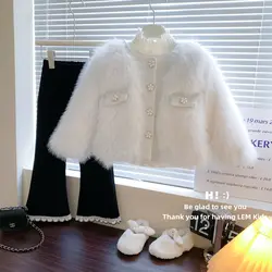 Korean version of girls 2023 winter new faux fur fur coat with versatile base coat for girls and babies, thickened top