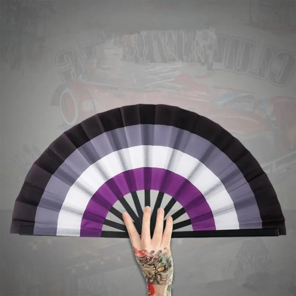 Fashion Plastic Colourful Hand Fans 33cm Folding Folding Fans Colourful Rainbows Pattern Kung Fu Fan Performance Prop