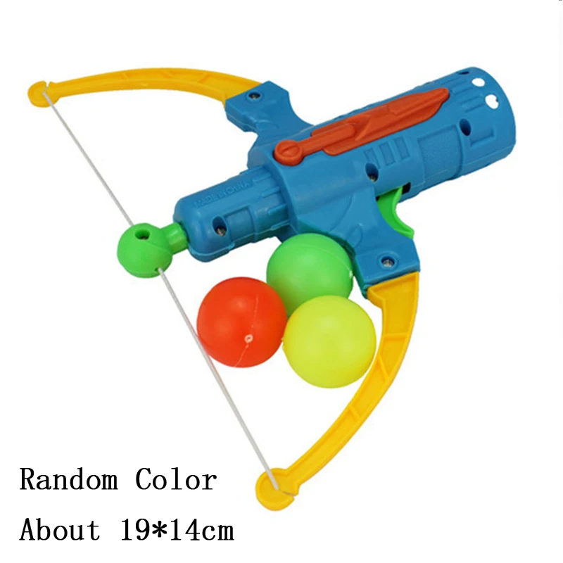 야외 스포츠 탁구 총 플라스틱 공 새총 게임, 무작위 색상 슈팅 장난감, 화살표 스타일 활 양궁, 어린이 선물