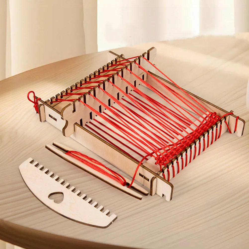 

1Set Kids DIY Wooden Loom Weaving Machine Funny Knitting Plaything Handmade Craft Exercise Finger Coordination Early Education