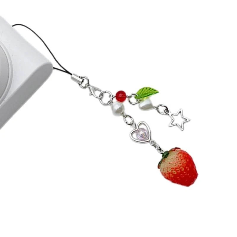 573B Strawberry Heart Star Hangings Pendant Phone Strap Bag Decoration for Girls