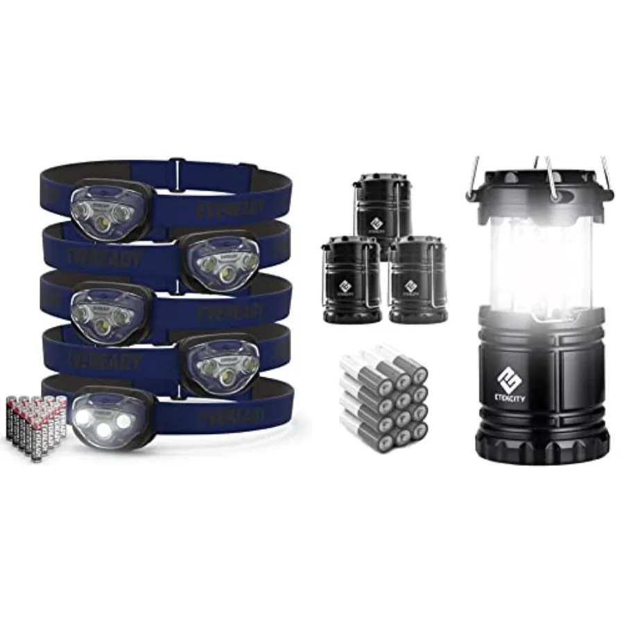 

Camping LED headlamps Pro200 5-pack,ABS plastic, black, IPX4 water resistant with 200-lumen brightness and durable battery-powe