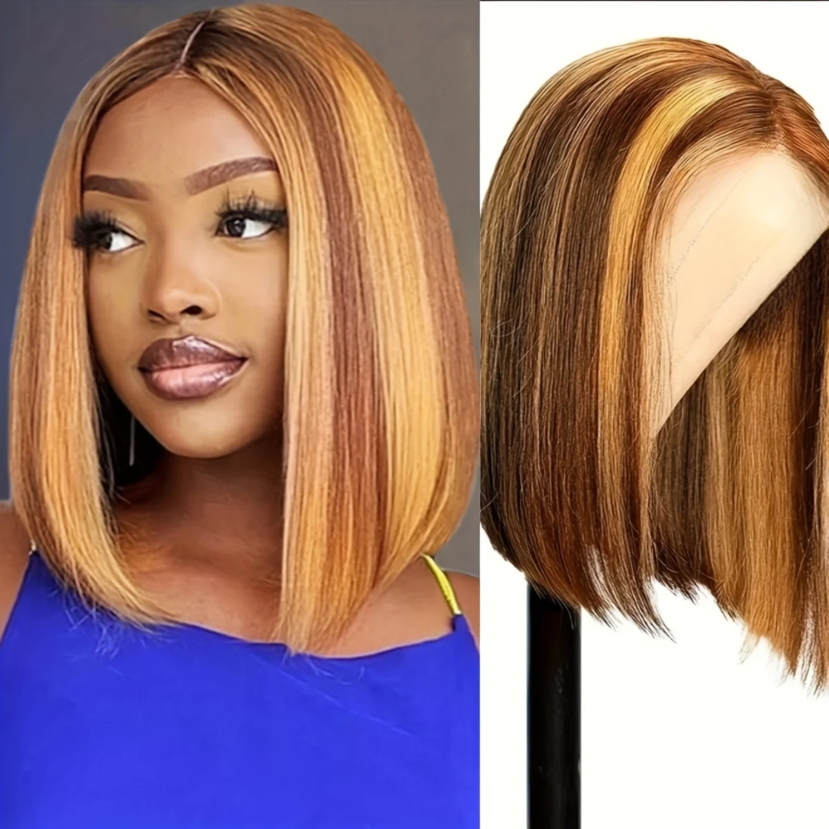 باروكة بوب قصيرة، تصميم متوسط الحجم، ألياف صناعية مقاومة للحرارة، إكسسوارات شعر مستعار يومية للسيدات