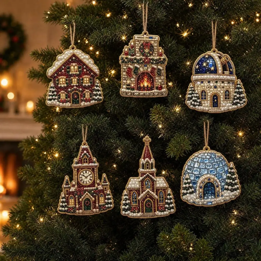 2D Flat Design Christmas Tree Ornaments Acrylic Material Outdoor Rated Xmas Hanging Pendant Decorative Style