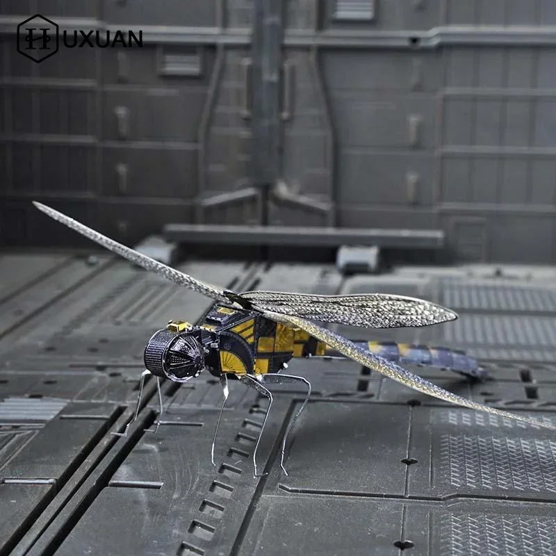 1 مجموعة بازل قطع اللعب سلسلة الحشرات لتقوم بها بنفسك تجميع صغير ثلاثية الأبعاد لغز معدني اللون اليعسوب نموذج للأطفال 14 + هدية الكبار