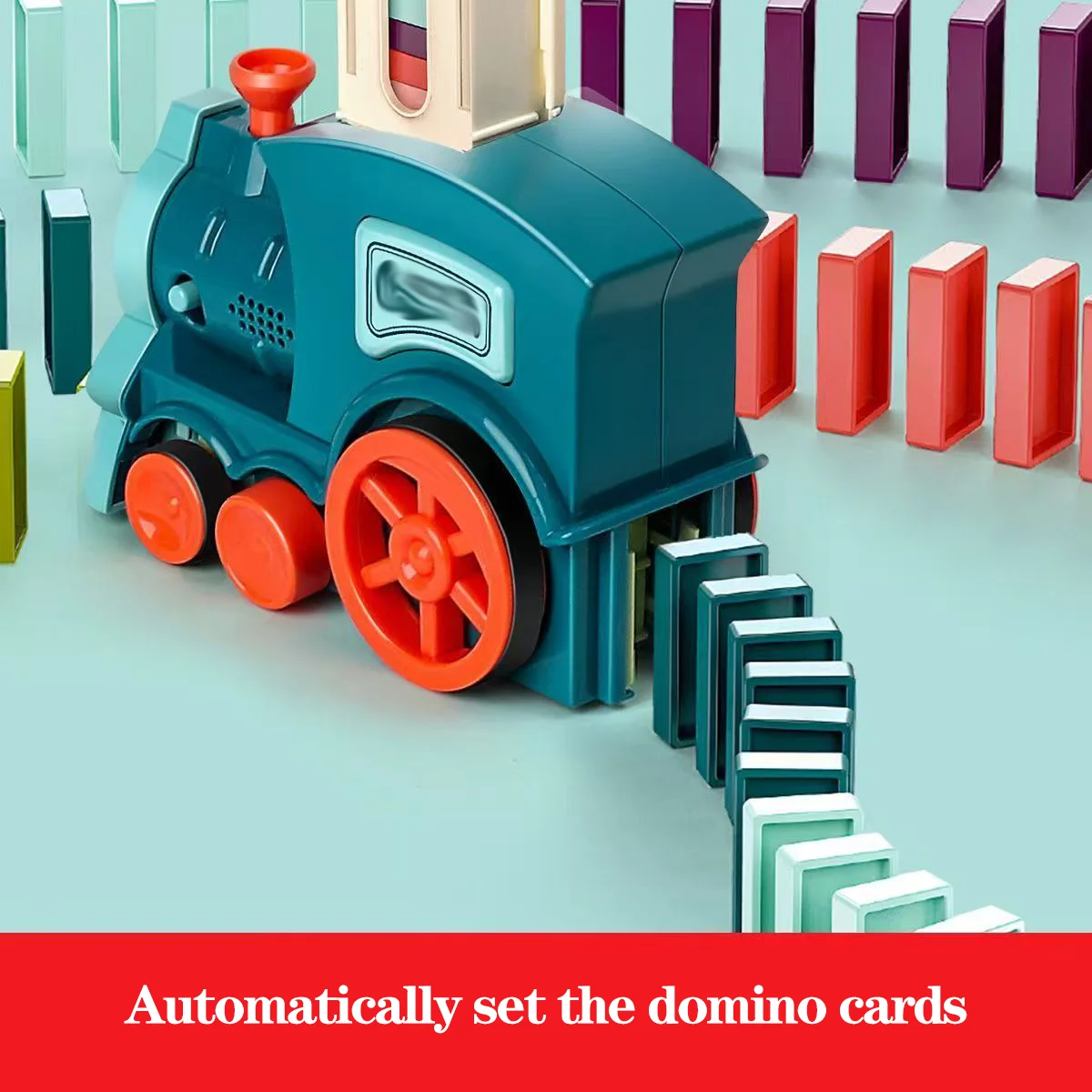 Elektryczny pociąg Domino Maszyna do układania Inteligentne klocki Zabawka z automatyczną kartą