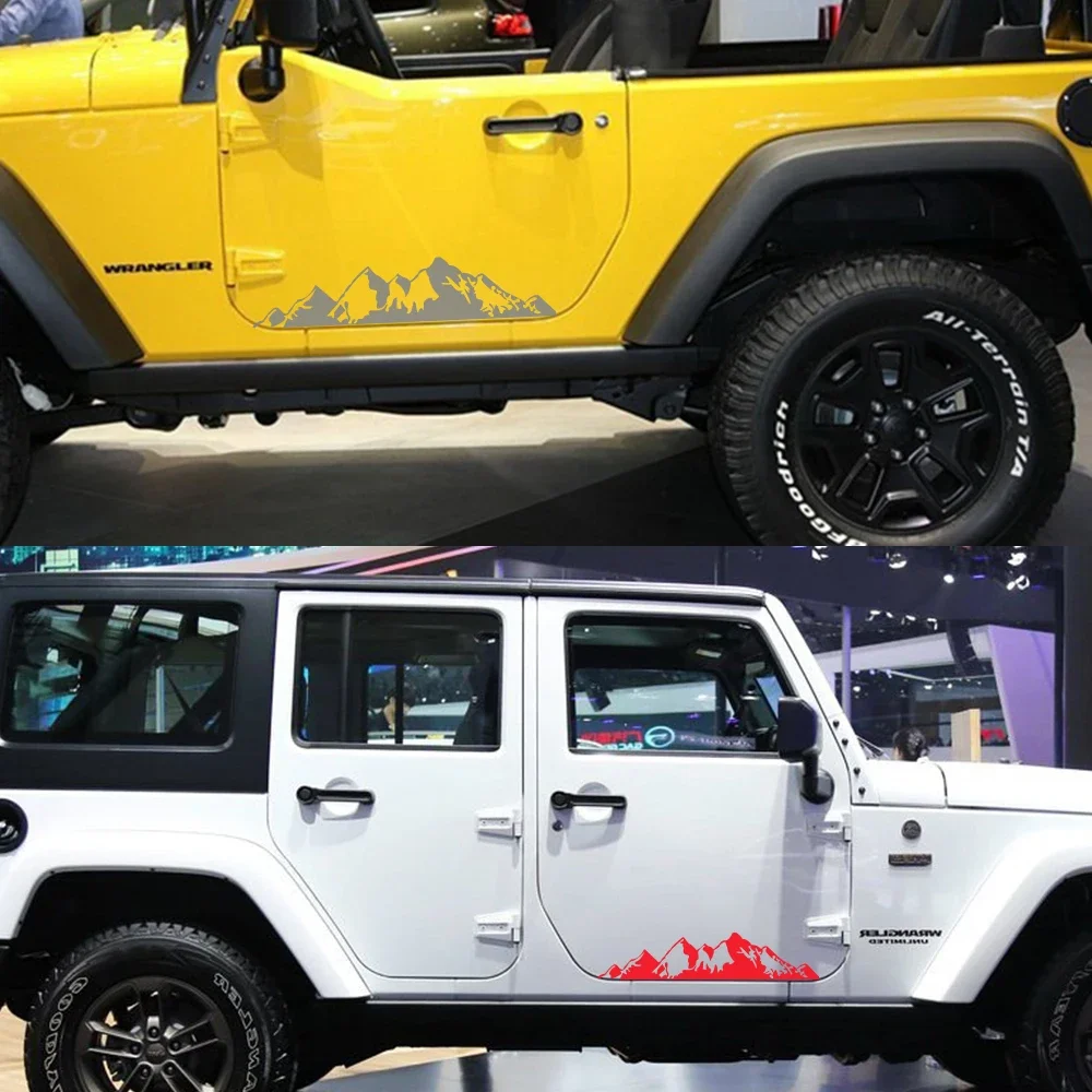 2PCS Car Stickers For Jeep Renegade Liberty Patriot Wrangler JK Grand Cherokee Rubicon Compass Vinyl Mountain Decals Accessories