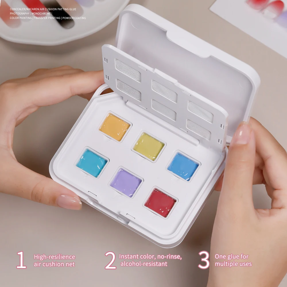 6-Color Macaron Concealer Cushion Patting Gel Set 2.5g UV LED Ombre Gradient Nail Art Painting Gel for DIY Manicure