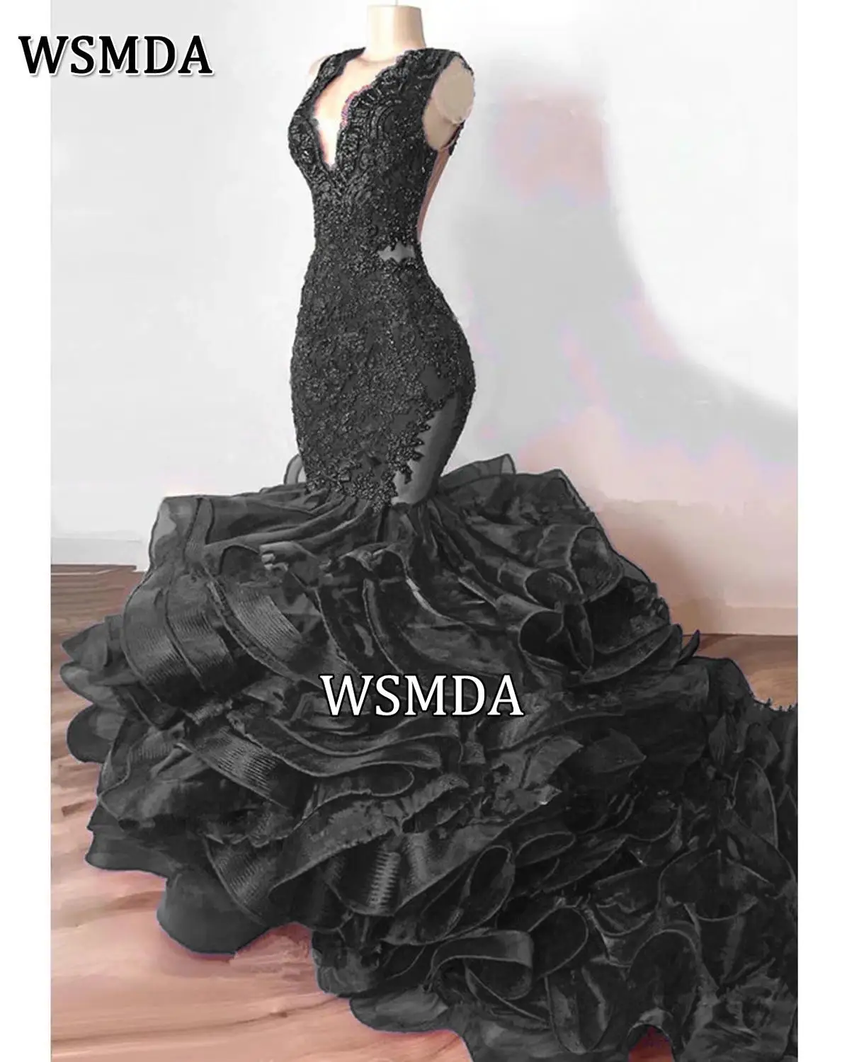 Luksusowe, królewsko niebieskie, koronkowe suknie wieczorowe typu syrena, zdobione koralikami, z bufiastym dołem, falbanami, długie suknie balowe, seksowne sukienki na imprezę, vestido formatura.