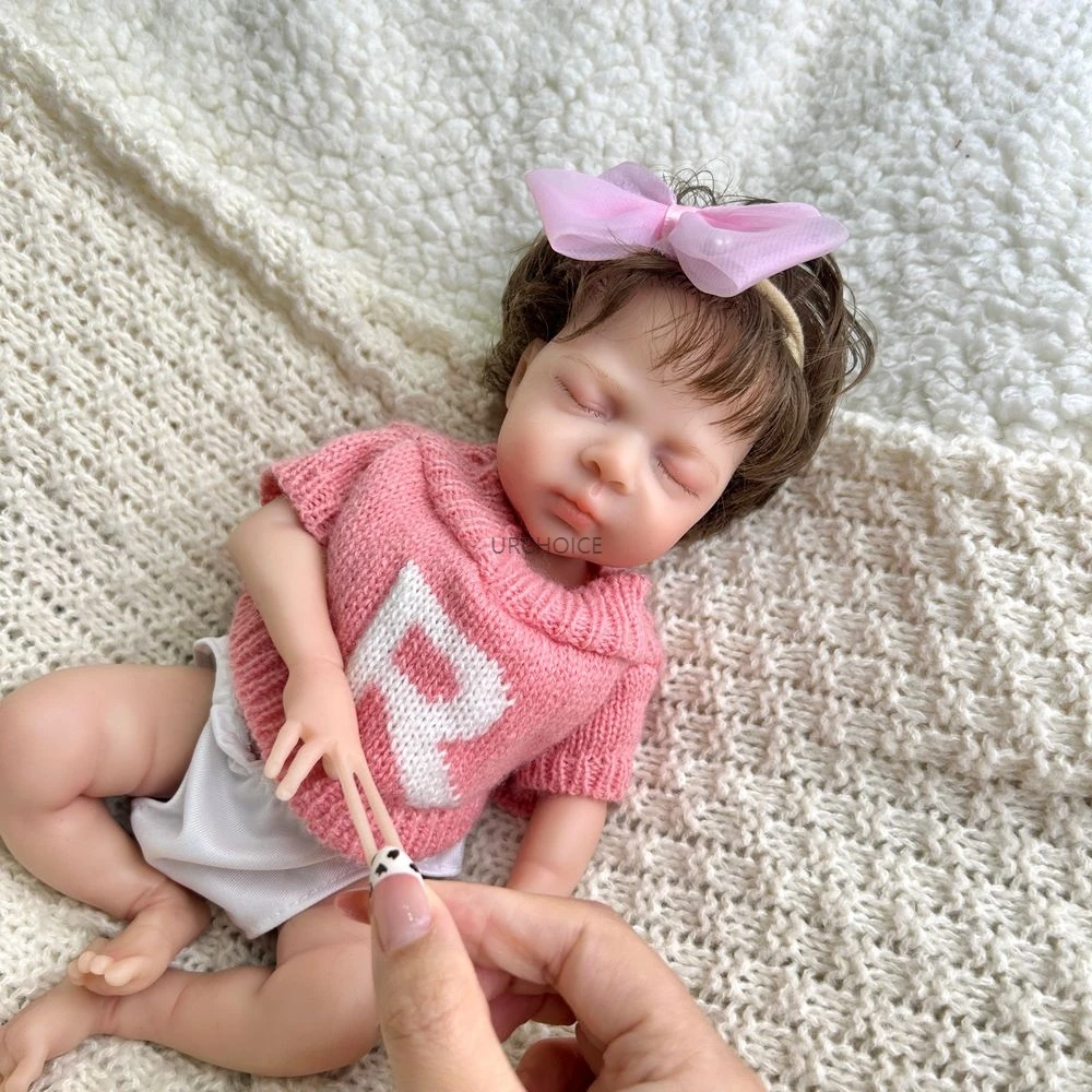（Big discounts）Mini 30cm Reborn Baby Girl 12Inch With Rooted Hair Full Silicone Washable Body Soft Doll Christmas Gift for Demen