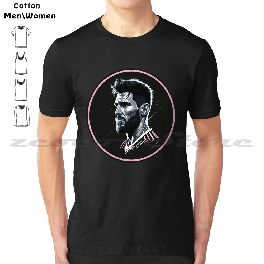 Inter Miami In America | Player Lionel T-Shirt 100% Cotton Comfortable High-Quality Lionel Pink Futbol Soccer Mls Inter Miami