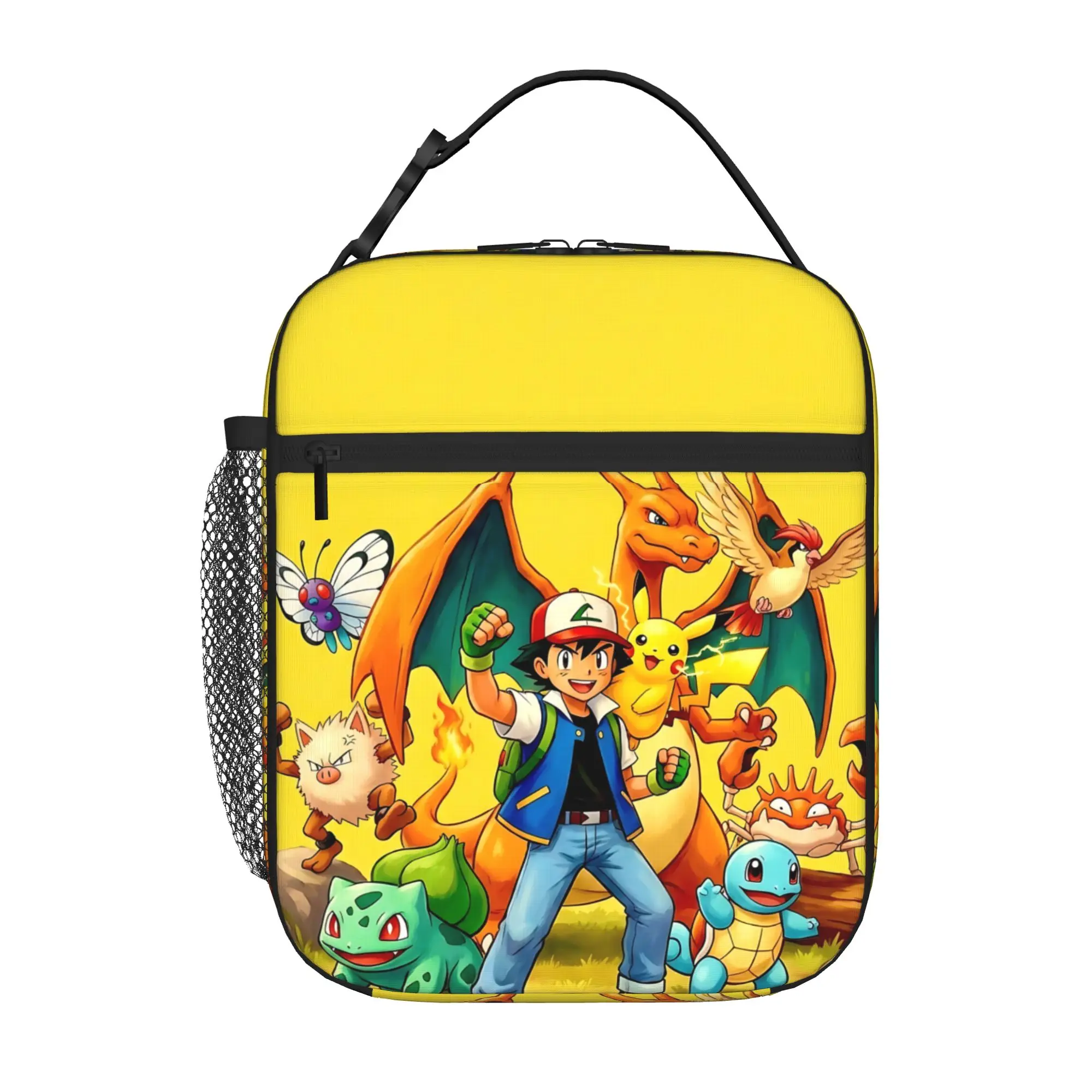 1 Piece Zipper Closure Team Storage Bag Pocket Pokemon  School Lunch Food Box Reusable For Lunch Food Bag