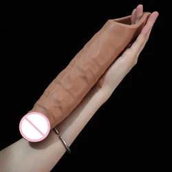 28CM Penis Extender Sleeve Delay Ejaculation Big Condom Reusable Long Condoms Sex Toys For Men Enhancer Intimate Goods Sex 18+