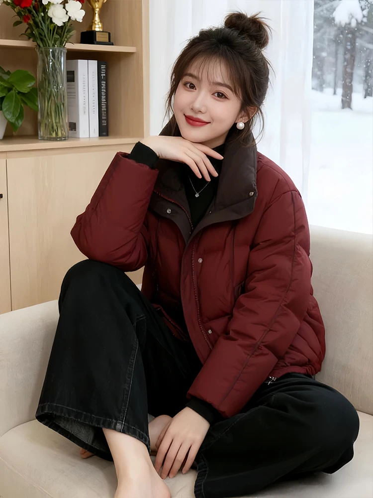 Abrigo de algodón esponjoso con relleno de ort para mujer, abrigo de invierno nuevo Sle Lazy Faion Fce forrado coreano Sle Commute