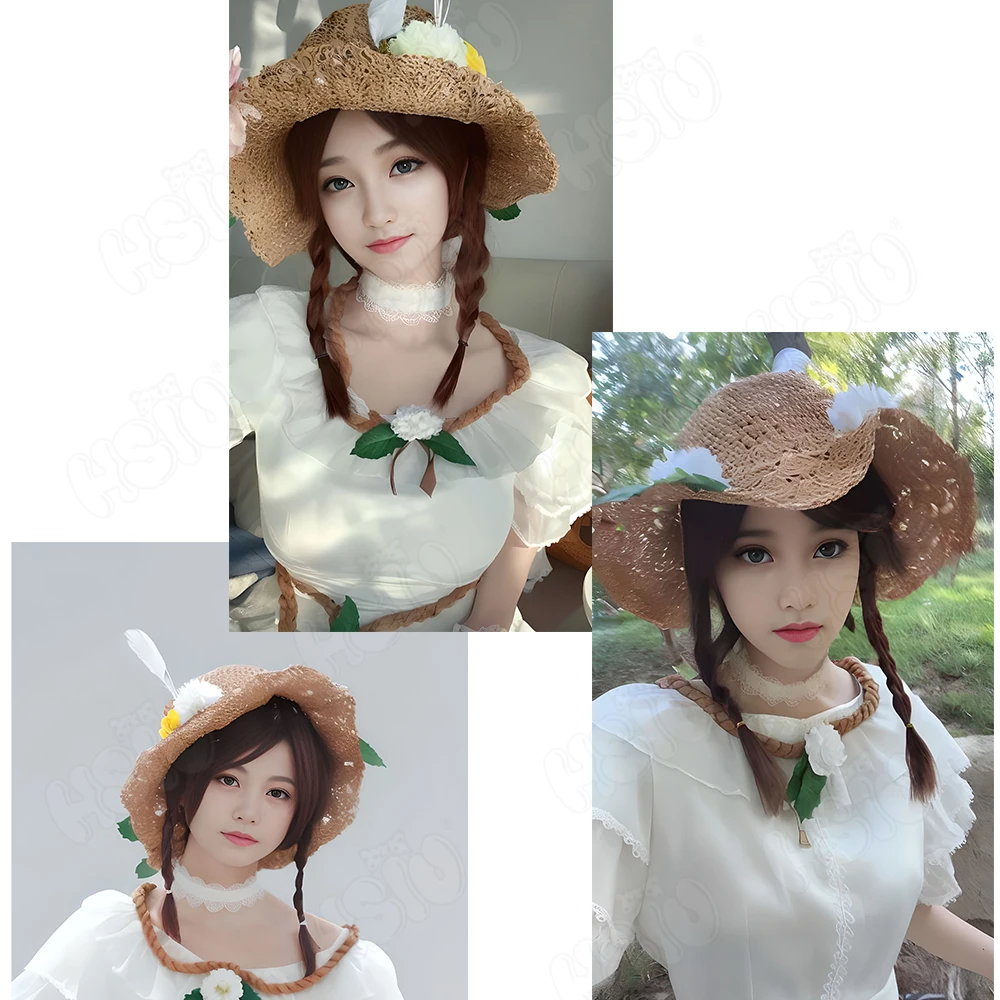 Gardener cosplay Wig Game Identity V Emma Woods Cosplay HSIU 40cm Brown Braid Short Hair Synthetic Wig+Wig Cap Identity V Wig