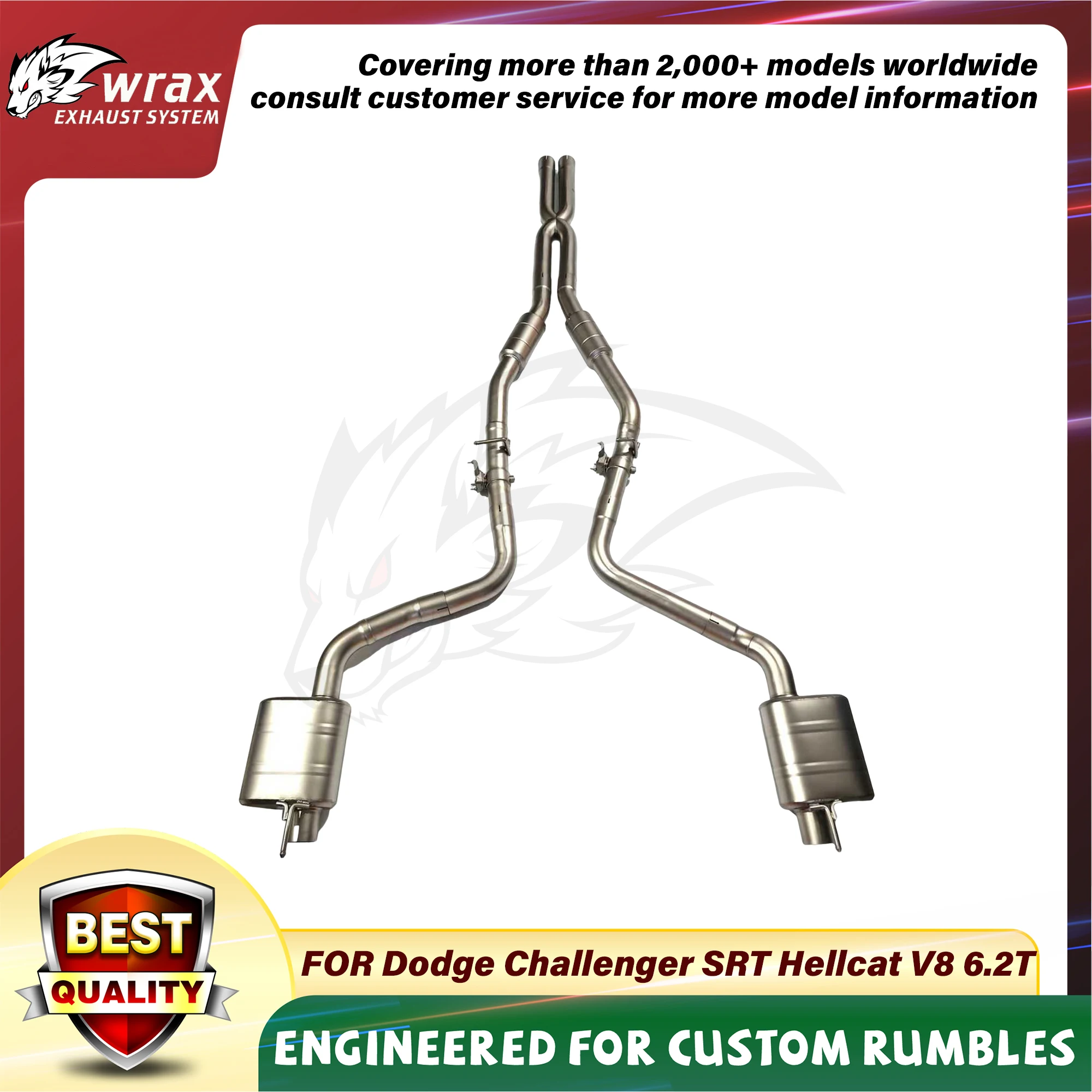 

WRAX Performance Sports Exhaust for Dodge Challenger SRT Hellcat V8 6.2T SS304 Customizab Valve Catback Aggressive Sound