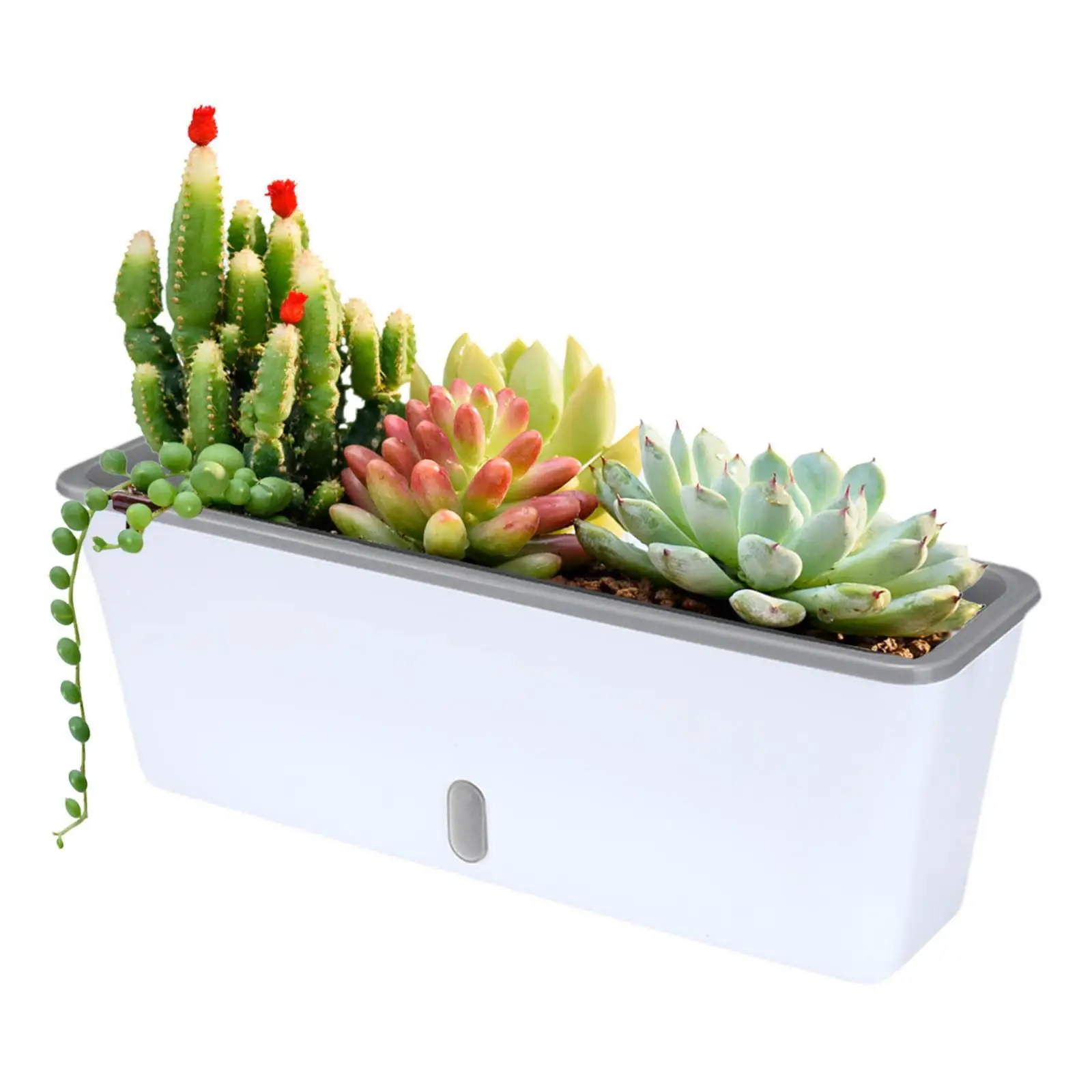 Self Watering Planter Large Rectangular Flower Pot with Drainage Holes for Office Garden Balcony Windowsill