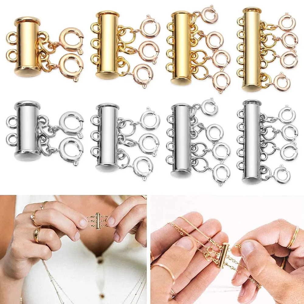 1pcs Necklace Slide Clasp Lock Magnetic Tube Lock Connectors for Layered Bracelet Multi Strands Jewely Spacer Clasp Parts