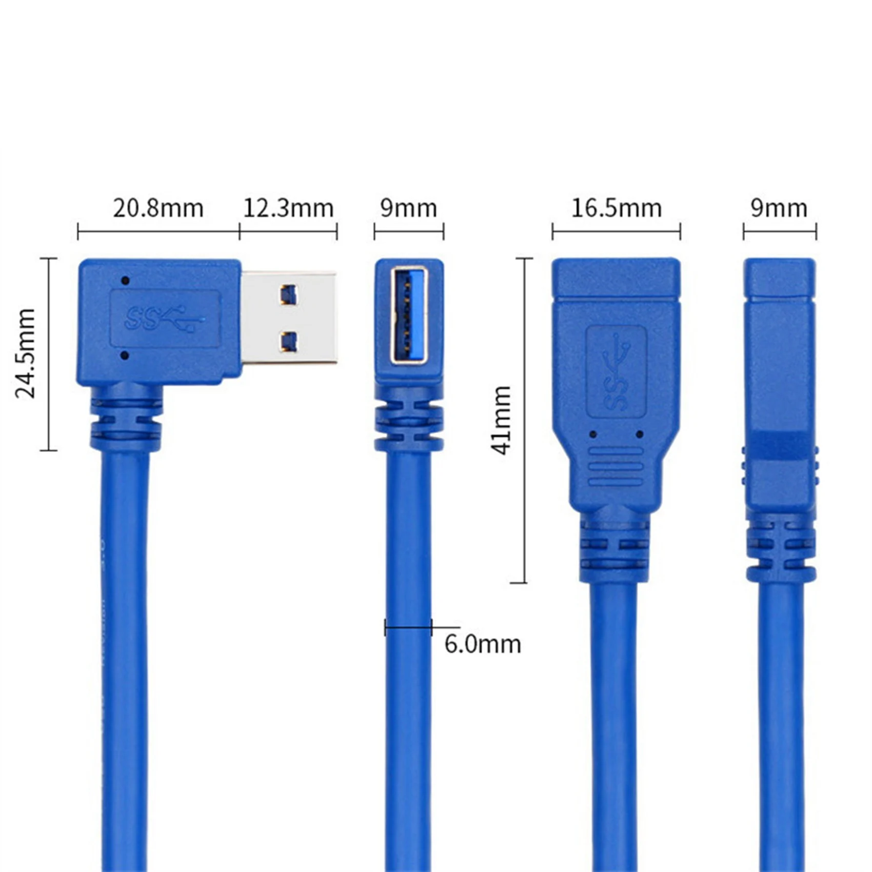 USB3. 0 Cable de extensión Codo derecho USB Cable de datos de 90 grados Cable de conexión USB Cable adaptador macho a hembra 0.