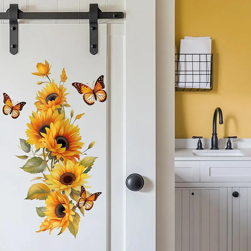Kawaii Sunflower Cat Panda PVC Stickers Cute Waterproof DIY Decorative Decal For Refrigerator Kitchen And Home Walls