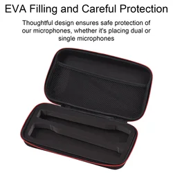 Microphone Case Dual Microphones Carrying Bag Mic Bag Storage Box Case Water-resistant Shock-proof for Storing 2 Microphones